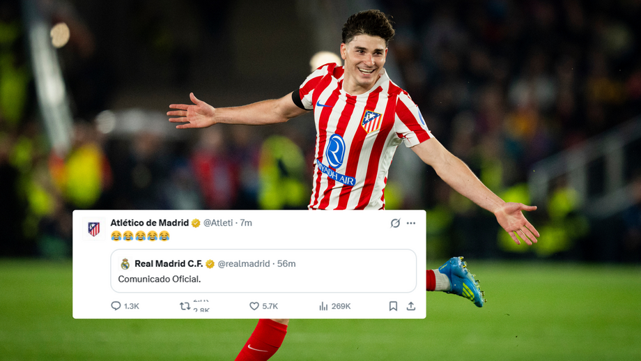 A resposta do At. Madrid ao 'tweet' do Real sobre Julián Alvarez