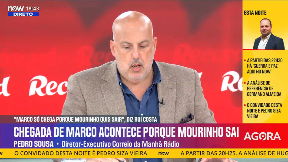 Entrevista de Rui Costa em destaque no 'Record na Hora' no Now