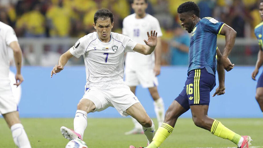 Shukurov no Uzbequistão-Colômbia, da 1.ª jornada