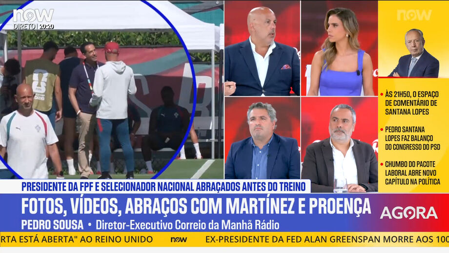 Presidente da Federação cumprimentou o treinador antes do treino da Seleção