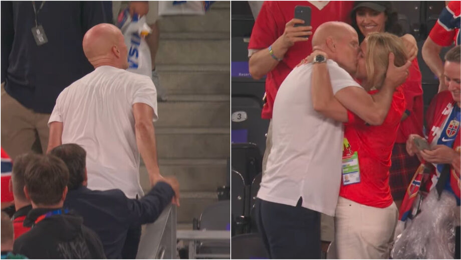 Emoções à flor da pele: Stale Solbakken 'furou' segurança após o Noruega-Senegal para festejar com a mulher na bancada