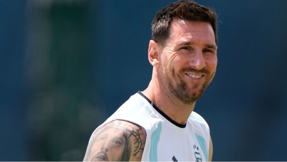 Lionel Messi no treino da seleção argentina