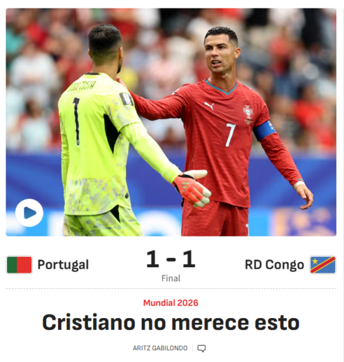 'AS': 'Cristiano não merece isto'