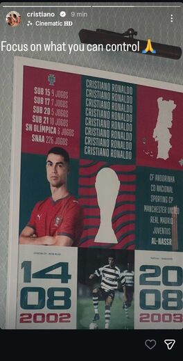 A 'story' de Cristiano Ronaldo no Instagram 