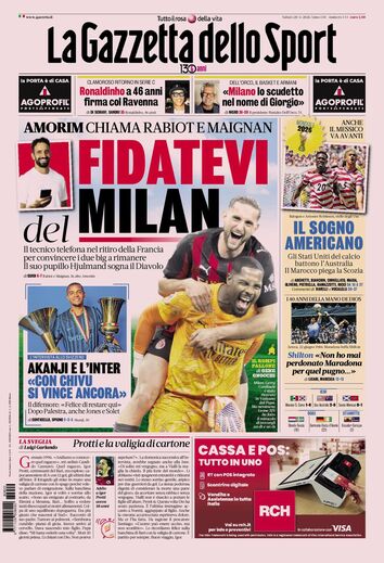 A capa da 'Gazzetta dello Sport'