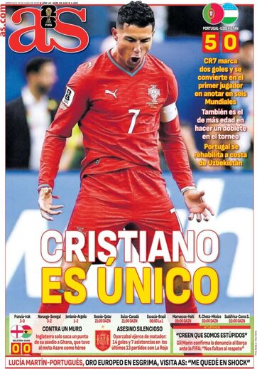 'AS': 'Cristiano é único'