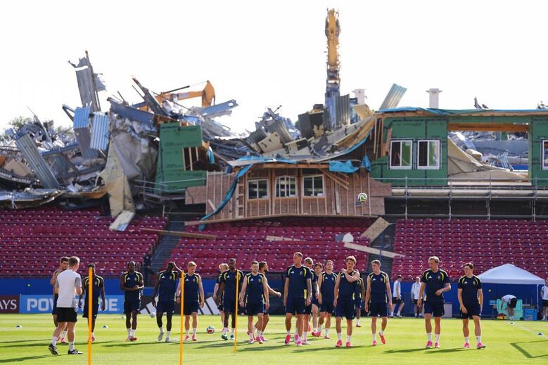 Imagens do treino da Suécia