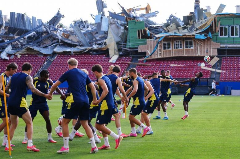 Imagens do treino da Suécia