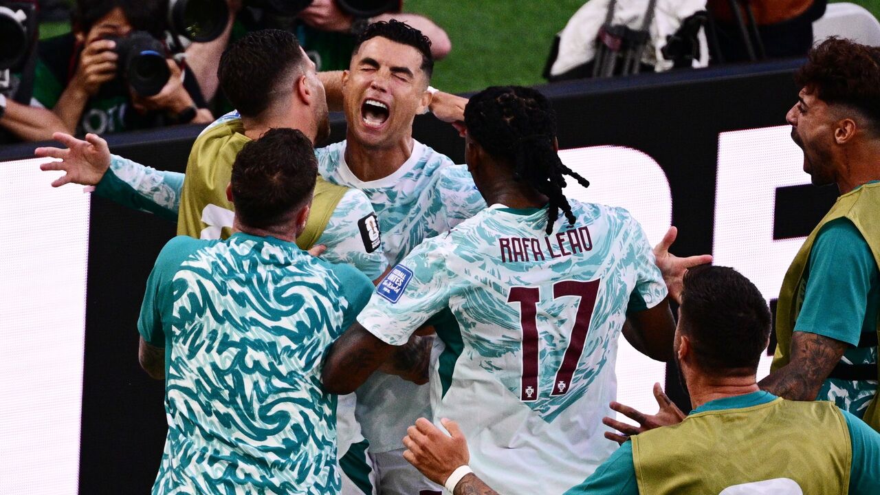 Cristiano Ronaldo celebra golo contra a Croácia