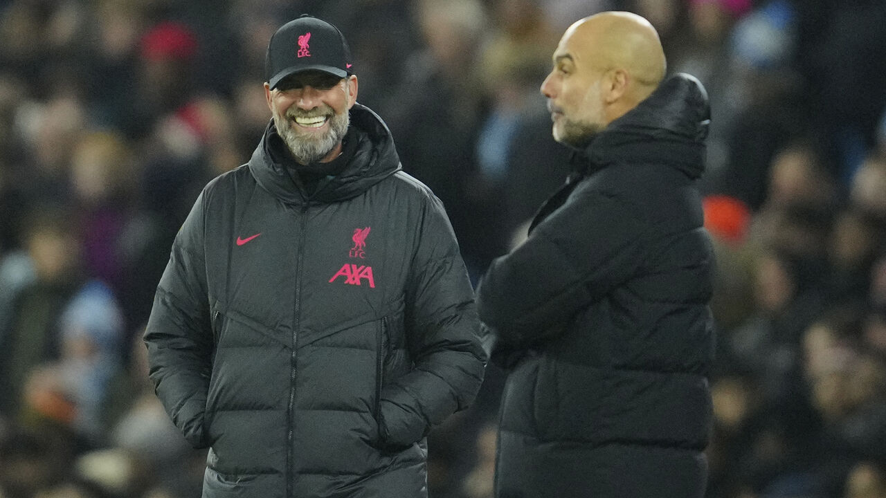 Guardiola e Klopp quando ambos treinavam na Premier League, no Liverpool e Man. City, respetivamente