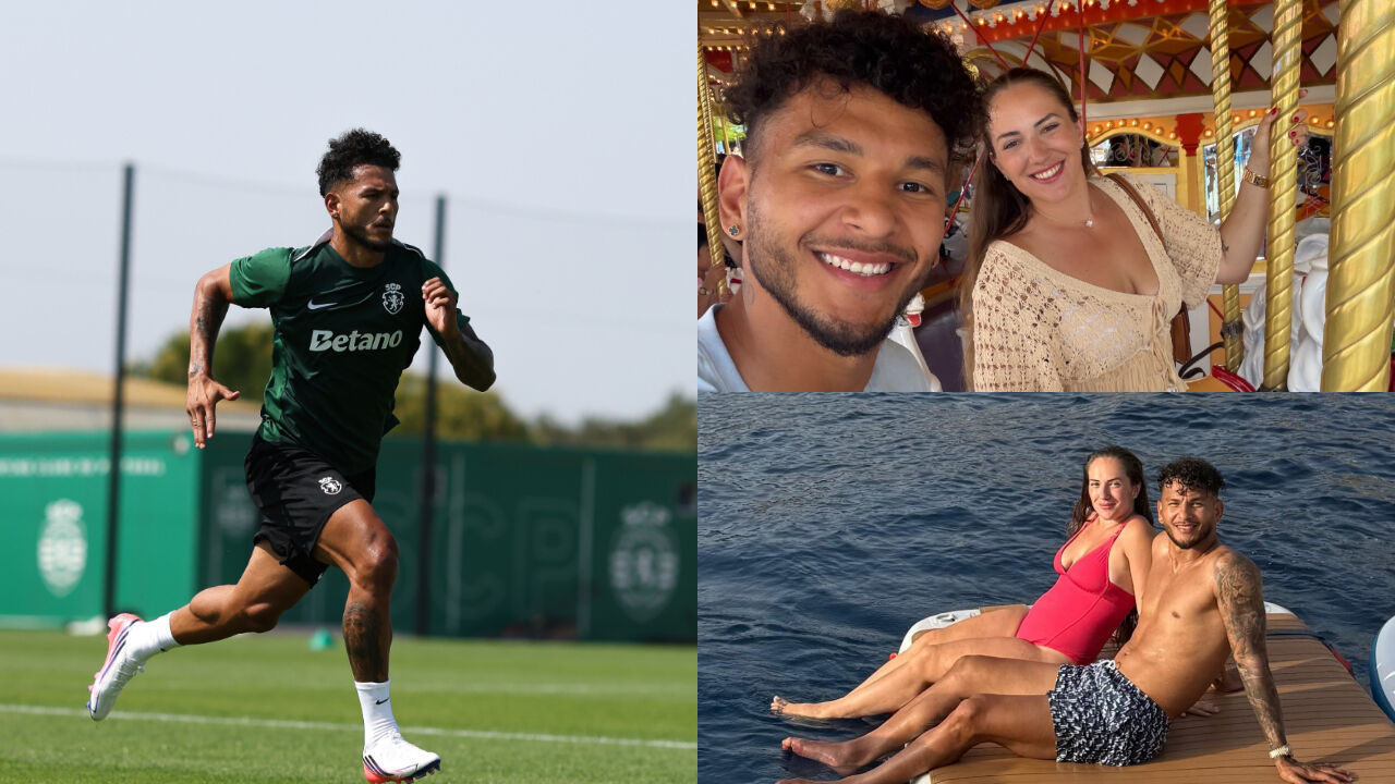 Suárez ontem na Academia Cristiano Ronaldo, a imprimir velocidade no apornto matinal. Ao lado, dois momentos das suas férias