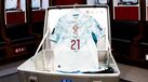 Camisola de Diogo Jota no balneário de Portugal antes do jogo contra a Croácia