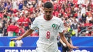 Azzedine Ounahi festeja durante o Canadá-Marrocos