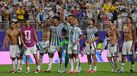 Jogadores da Argentina a festejar a vitória frente à Suíça