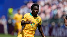 Nestory Irankunda no jogo entre os Estados Unidos e a Austrália
