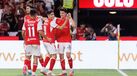Jogadores do Sp. Braga festejam golo frente ao Zeleznicar Pancevo