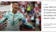 Sky Sport: 'Drama tardio com o VAR e Portugal bate Croácia para manter vivo o sonho de Ronaldo no Mundial'