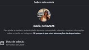 Prints do perfil falso de Maria Neiva no Instagram