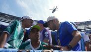 Trump chega de helicóptero a East Rutherford para assistir à final do Mundial. Presidente vai entregar troféu