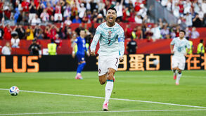 Cristiano Ronaldo festeja durante o Portugal-Croácia