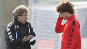 Jorge Jesus com David Luiz no Benfica