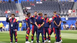 Seleção espanhola antes do jogo com a Bélgica