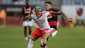 Prestianni durante o Benfica-Flamengo no Algarve