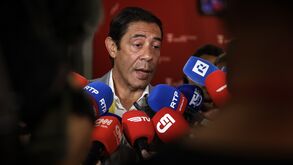 Rui Costa fala aos jornalistas no Estádio da Luz