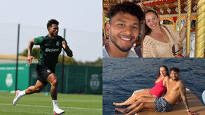 Suárez ontem na Academia Cristiano Ronaldo, a imprimir velocidade no apornto matinal. Ao lado, dois momentos das suas férias