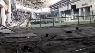 Reveladas as primeiras imagens do interior do centro comercial que colapsou após sismo no Japão