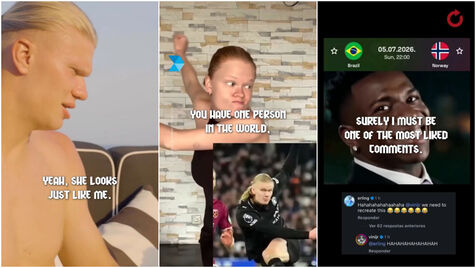 Haaland reage aos memes do Mundial: a esfregona, o alho francês e... a sósia 