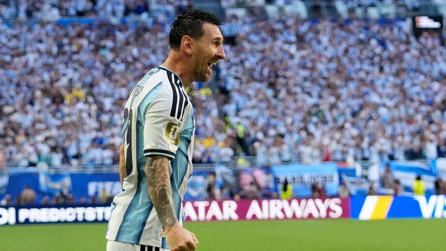 Lionel Messi festeja o golo 20 em Mundiais