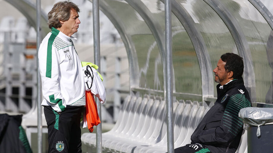 Jorge Jesus com Evandro Mota no Sporting