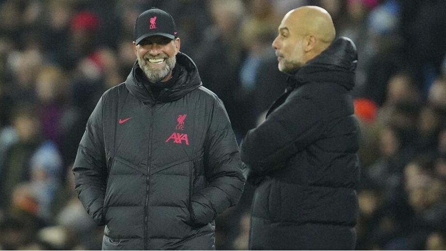 Guardiola e Klopp quando ambos treinavam na Premier League, no Liverpool e Man. City, respetivamente
