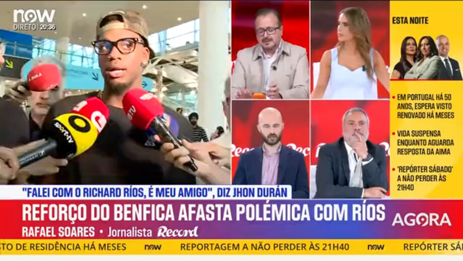 Reforço do Benfica em grande destaque no 'Record na Hora' no Now