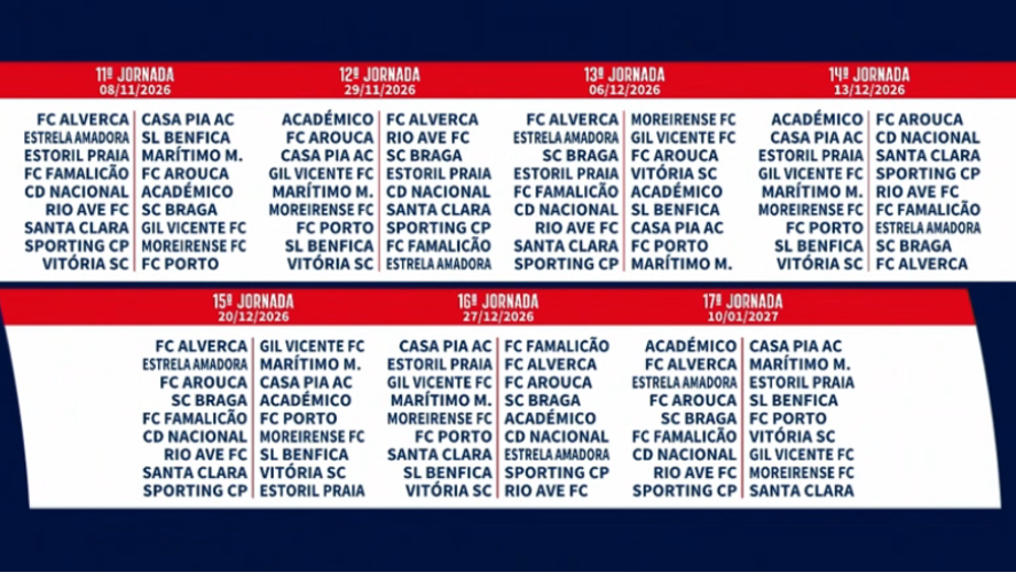 O calendário da Liga 2026/27