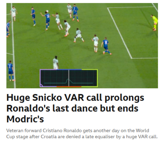 BBC Sport: 'Grande decisão do VAR prolonga a última dança de Ronaldo mas que termina a de Modric'