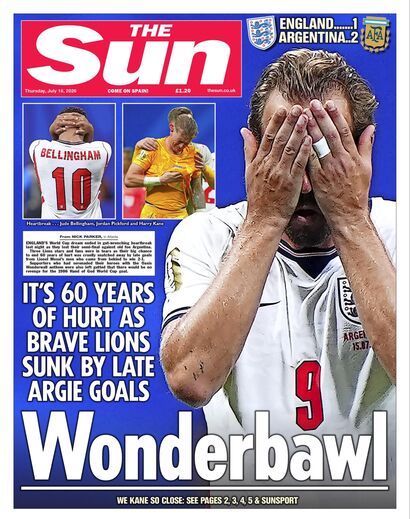 O The Sun faz um trocadinho com a música dos Oasis, Wonderwall, e a expressão bawl (berrar)