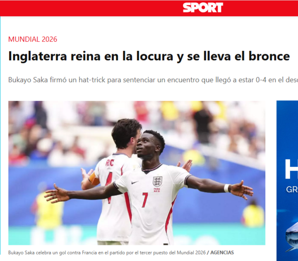 Sport: 'Inglaterra reina na loucura e leva o bronze'