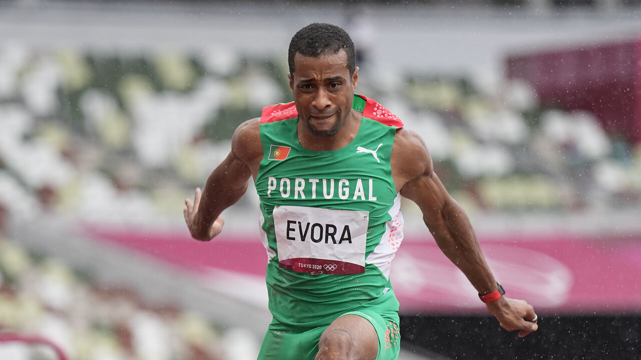 Nelson Evora, of Portugal, competes in qualifications for the men's triple jump at the 2020 Summer Olympics, Tuesday, Aug. 3,