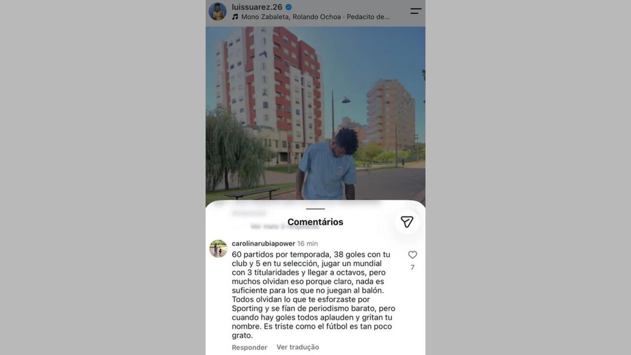 O comentário da mulher de Suárez