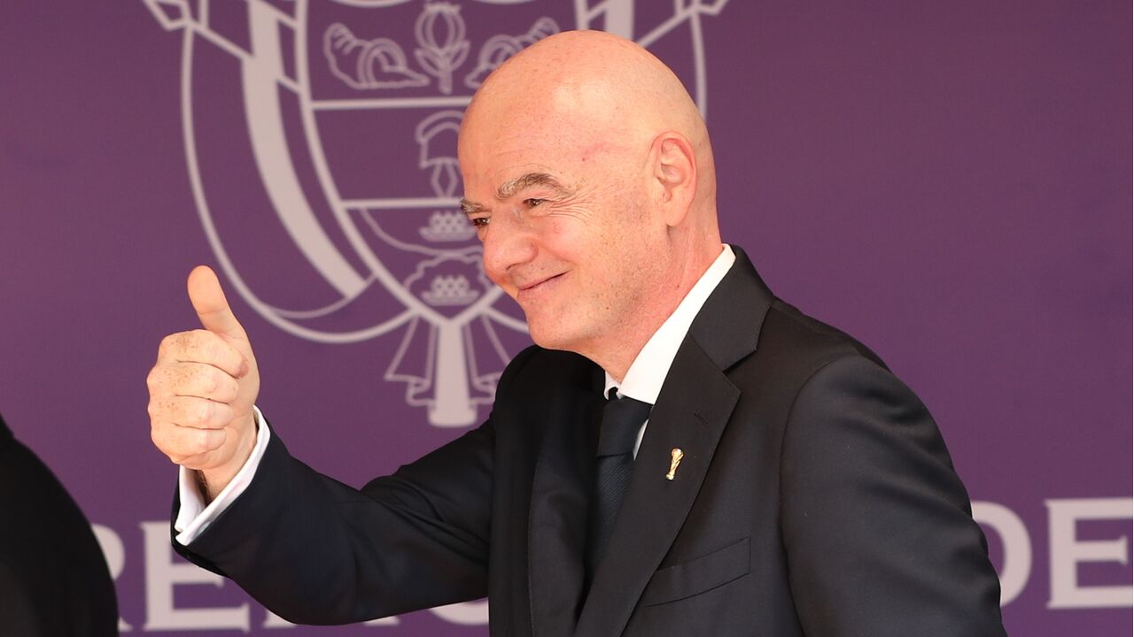 FIFA President Gianni Infantino arrives for the inauguration of Colombia's new president Abelardo de la Espriella in Cali, Colombia, Friday,