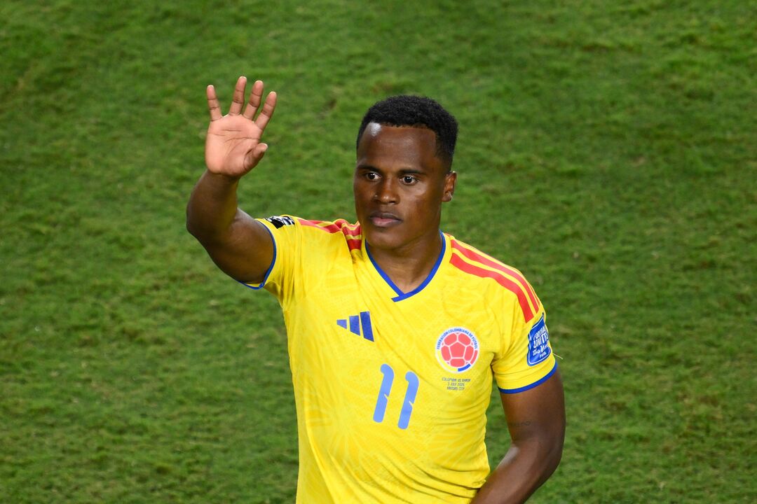 Colombia's Jhon Arias (11) celebrates after the World Cup round of 32 soccer match between Colombia and Ghana in Kansas