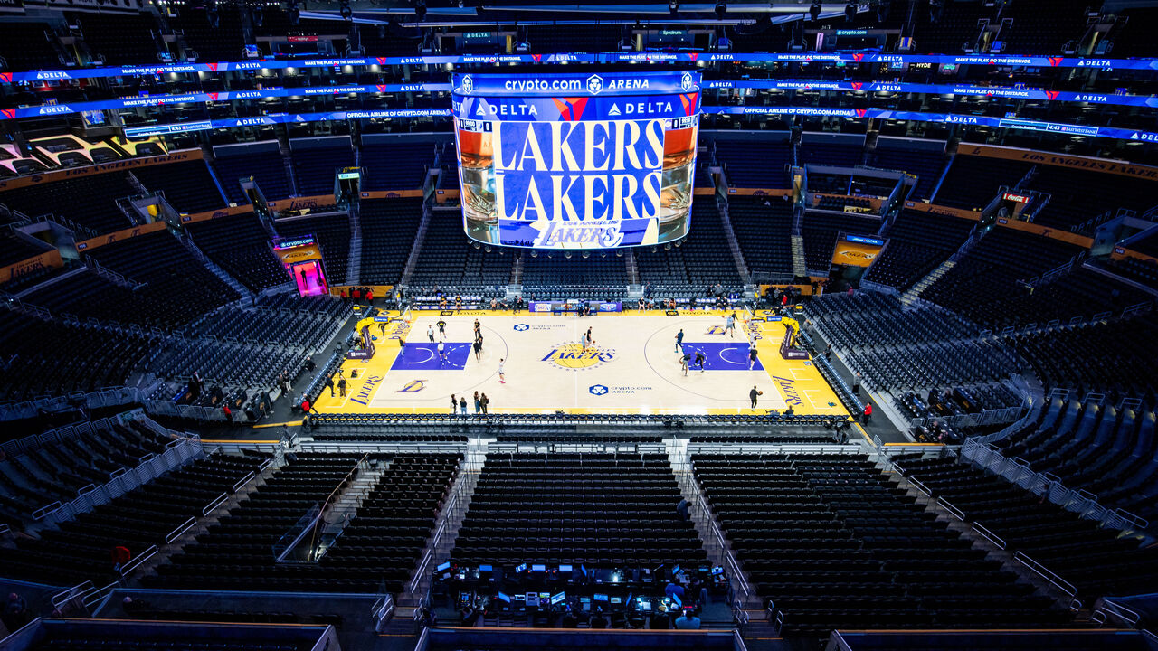 FILE - Crypto Arena is viewed before a Los Angeles Lakers NBA basketball game against the Memphis Grizzlies, Jan. 4,