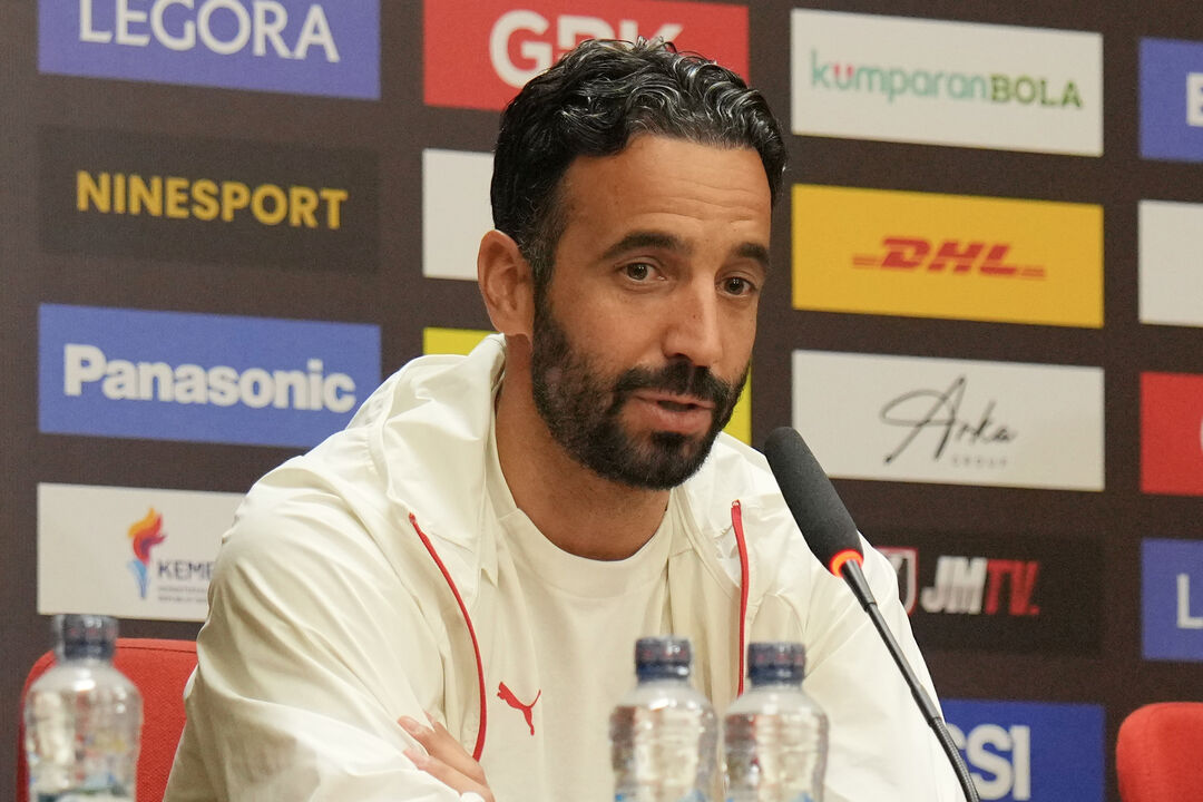 AC Milan coach Ruben Amorim speaks to media during a press conference ahead of the pre-season friendly match between Chelsea