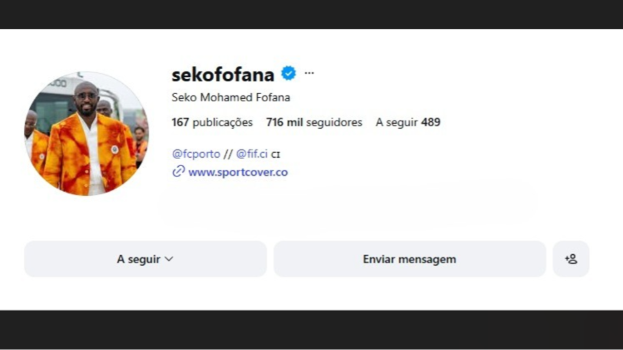 Fofana ainda se apresenta como jogador do FC Porto no Instagram