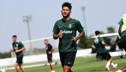 Luis Suárez em ação durante um dos mais recentes treinos do Sporting