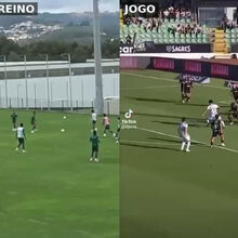 Kiko Domingues rehearsed the bicycle kick goal in Moreirense's training