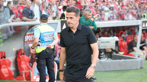 Marco Silva reage junto ao banco de suplentes do Benfica