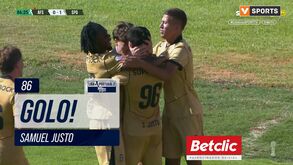 Grande jogada de Mauro Couto e finalização de Samuel Justo: o golo que deu a vitória ao Sporting B